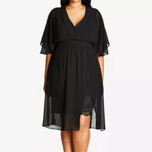 Plus Citi Chic Chiffon Overlay Dress w Lace Detail